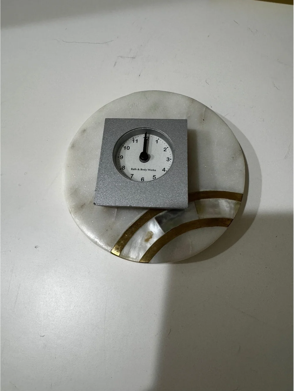 Bath & Body Works Mini Desktop Quartz Clock Silver Promotional Employee Gift